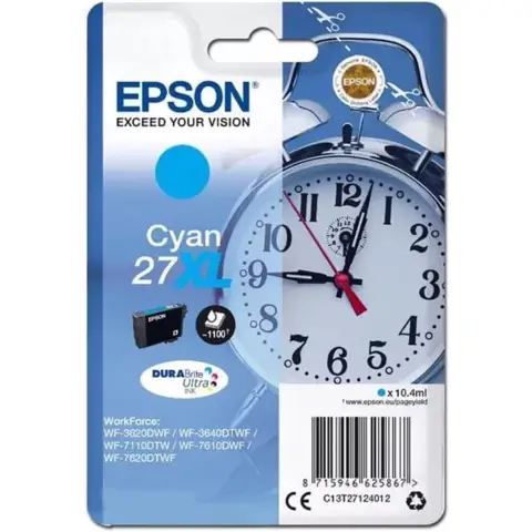 Epson 27XL Cyan - Tusz czyan 27XL do Epson WorkForce WF-3600, WF-3620, WF-3640, WF-7110, WF-7210, WF-7600, WF-7610, WF-7